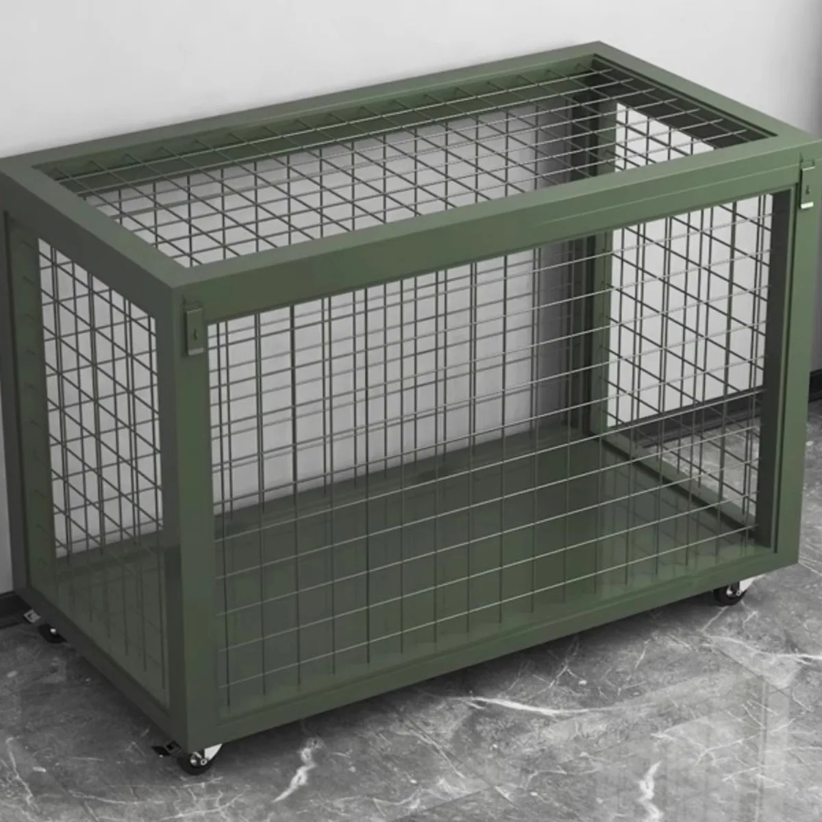 Military green mobile cage material turnover truck with wheels double-layer stacking folding loading and unloading truck storage