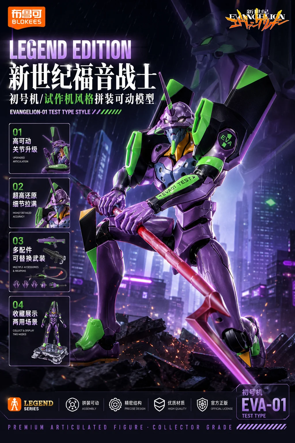 Model Kit Eva 00 - Blokees Evangelion Proto Type‑00 TV Ver