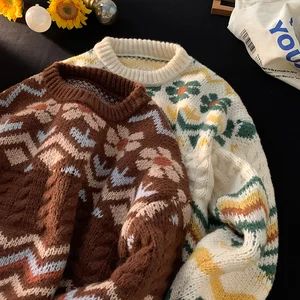 Erkek örme yeşil avokado, japon, üst, vintage sweatshirt, çift için geniş şerit ve periler adası için süveter İlk 10 satış, avokado, kazak-no. 10