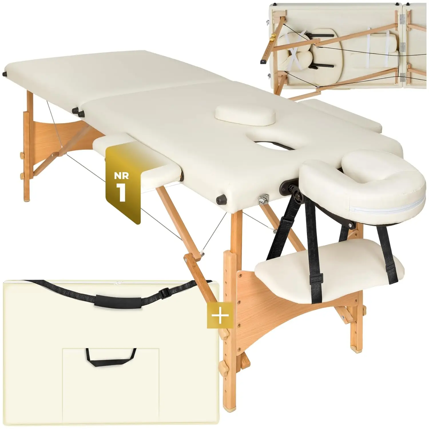 Höhenverstellbare 2-teilige Tragbare Massageliege mit Kopfstütze & Tragetasche für Spa, Salon und Heimgebrauch, Anpassbar