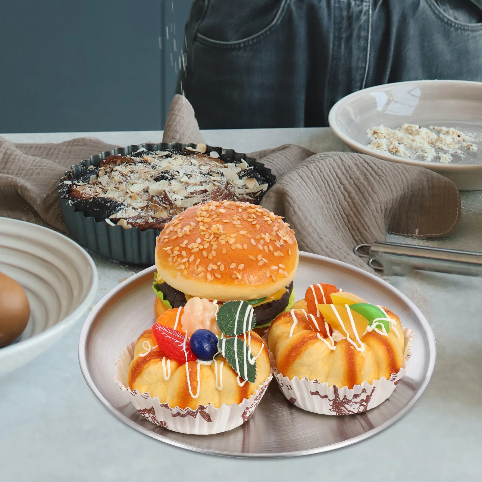 

2pcs Stainless Steel Plates 8 Inch 9 Inch Round Dinner Dishes Serving Tray For Camping Kitchen Bbq Snack Unbreakable