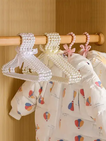 자세히 둘러보기 여아용 귀여운 공주 진주 활 행어, 하트 걸이 원피스, 여성 의류 보관 행어, 기숙사 발코니 캐비닛, 25cm