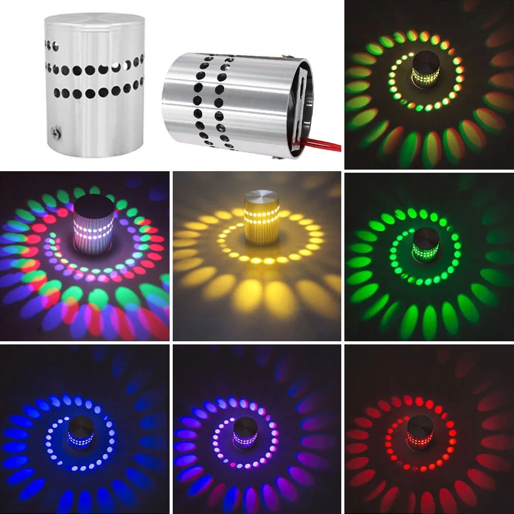 

RGB Spiral Hole Led Wall Lamp 3W LED Spiral Aluminum Sconce Wall Lights Surface Mount Ceiling Light For Game Room Bar Party KTV