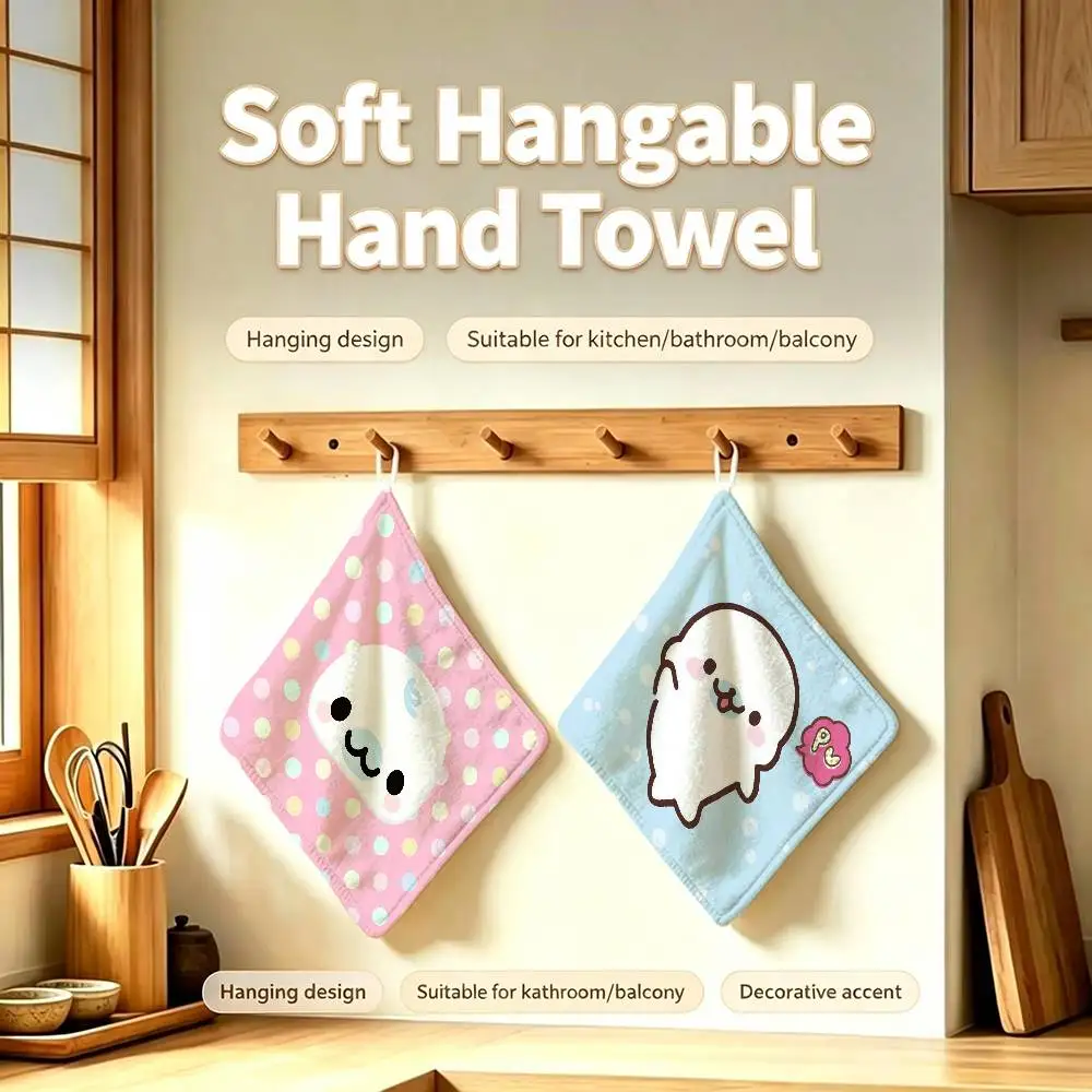 CUTE Seal Hanging Style Hand Wiping Towel Polyester Cotton Anti-fade M-Mamegoma For Indoor Kitchen Living Room