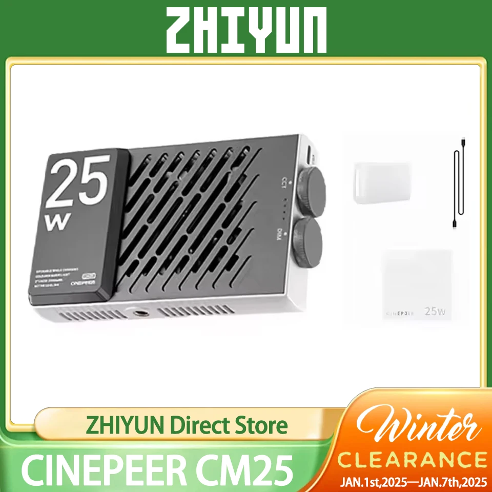 ZHIYUN CINEPEER CM25 25W Bi Color 2700K-6200K Mini Handheld Shooting Lighting Fill Light for TVC Vlog Outdoors Store Tour