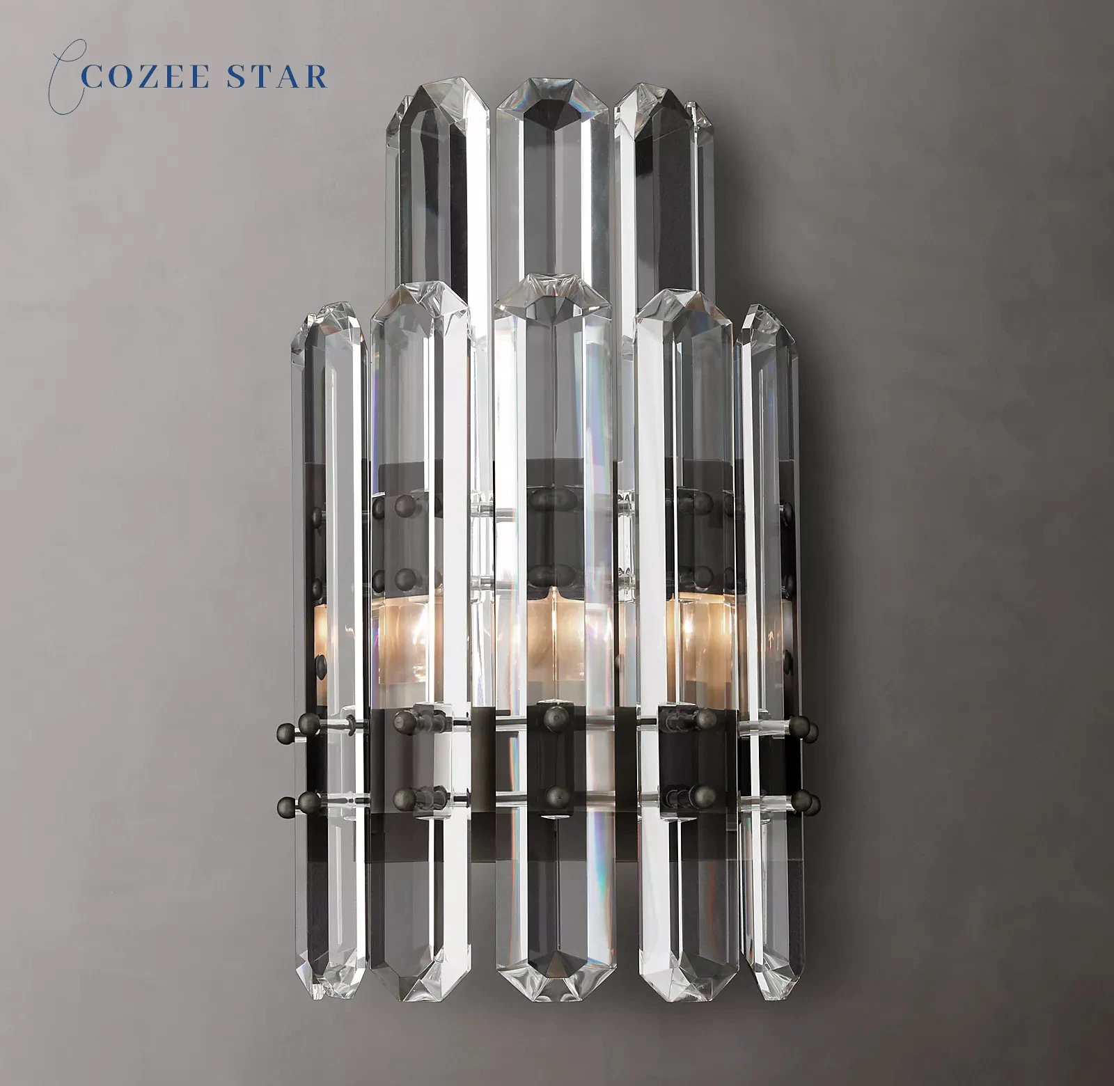 

Bonnington Two Tiers Sconce Modern Chrome Black Brass Crystal Wall Lamps Lustre Living Room Bathroom Bedroom Lights Fixture