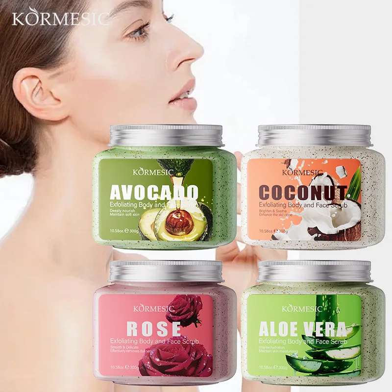 KORMESIC aguacate cuerpo exfoliante facial crema loción hidratante limpieza profunda suave exfoliación facial producto para el cuidado de la piel