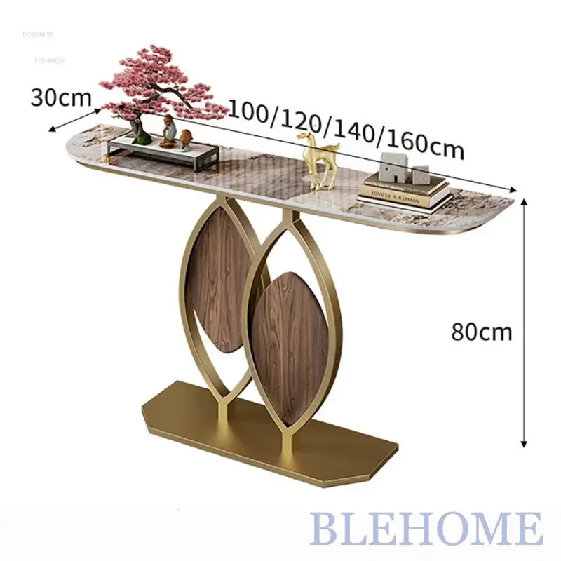 

Home Luxury Console Tables Living Room Furniture Italian Slate Creative Console Table Simple Wall Semi-circle Porch Tables