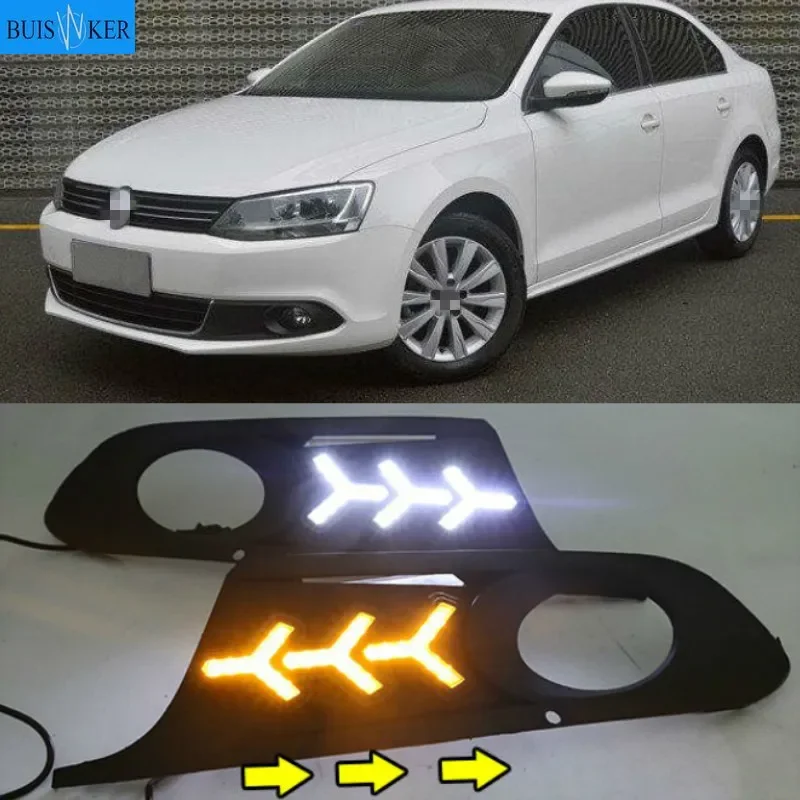 

1 Set 12v LED For Volkswagen VW Jetta Sagitar 2012 2013 2014 DRL Daytime Running Lights Daylight ABS Fog Lamp Cover