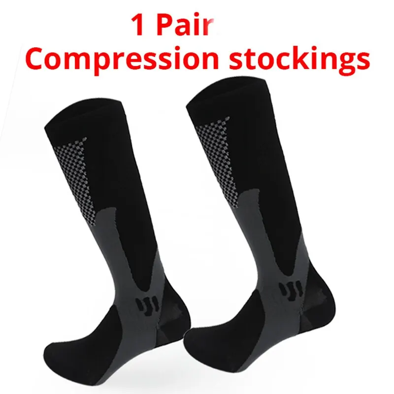 1 Pair Compression Stockings Outdoor Running Football Perspiration Cycling Socks Long Tube Men Color Mesh Sports Socks