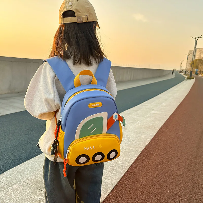 New Kindergarten Cartoon Digging Machine Pattern Backpack Boys Girls Trend Kids Backpack Lightweight Adjustable Cute Backpacks