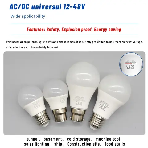 3pcs DC AC 12V 24V 36V 48V LED Bulb Lights E27 B22 Lampada Lamp 3W 5W 10W Spot Bulb Led Light Bulbs for Home Outdoor Lighting