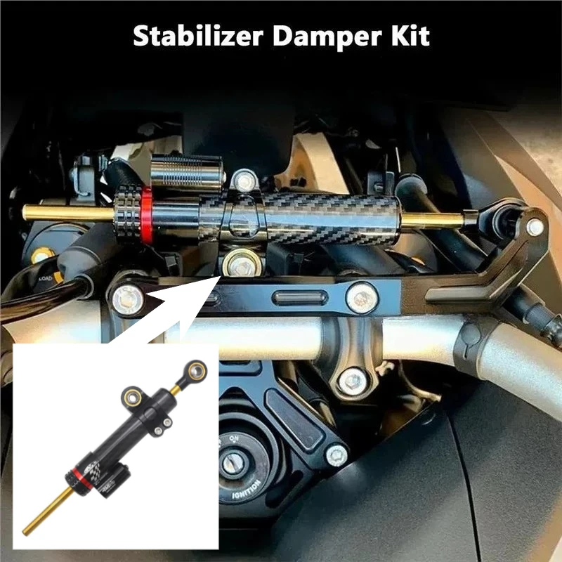 

Adjustable Damper Steering Stabiliz 345mm steering stabilizer Universal For Honda Kawasaki Yamaha Carbon fiber texture