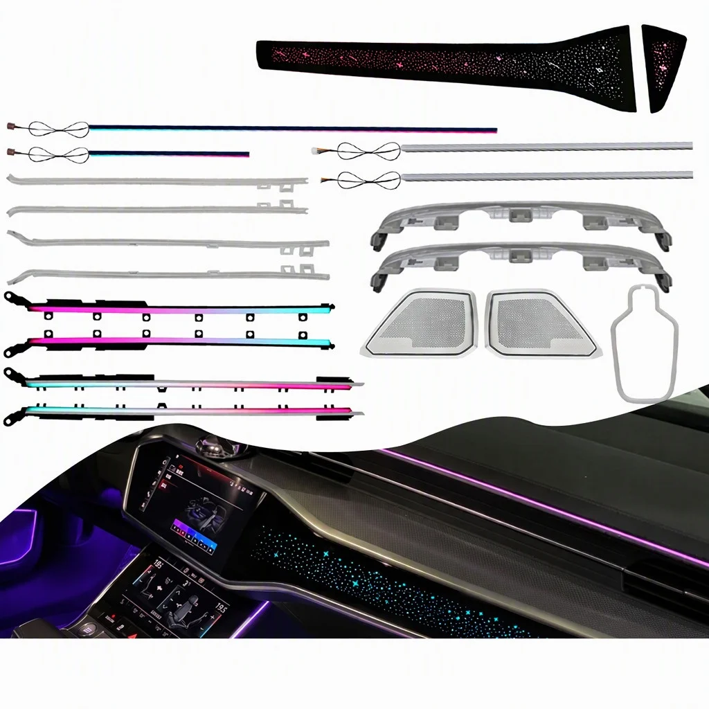 For Audi A6 C8 33 Lights 64 Color Screen Steering Wheel App Control Decoration Kit for Audi A6l 2019-2025