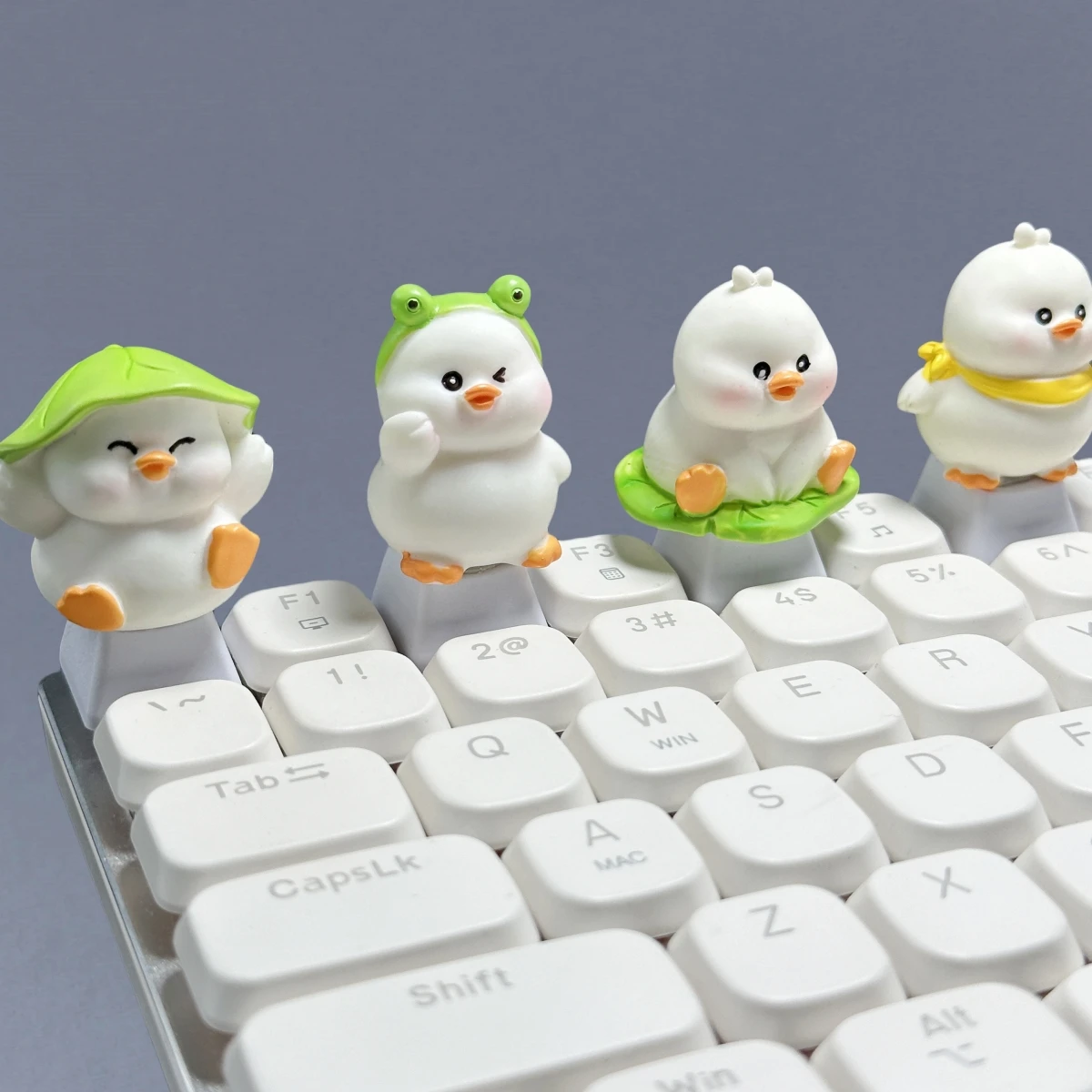 Cute Lotus Leaf Chicken Design Handmade Animal Keycaps for Cross Axis Mechanical Keyboard Customized Personalized Creative Style