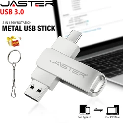 JASTER 2 IN 1 USB 3.0 Flash Drives 64GB Key Chain Pen Drive 32GB TYPE-C for Phone Memoria USB 16GB High Speed Creative Gift 8GB