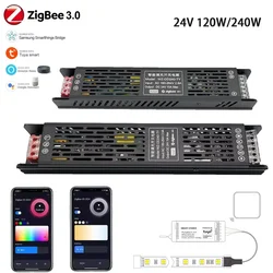 Tuya Zigbee Dimmable Led Driver DC24V 120/240W CCT/RGBCCT LED Light Transformer Dimmer 2in1 Voice/APP Control for Alexa Google