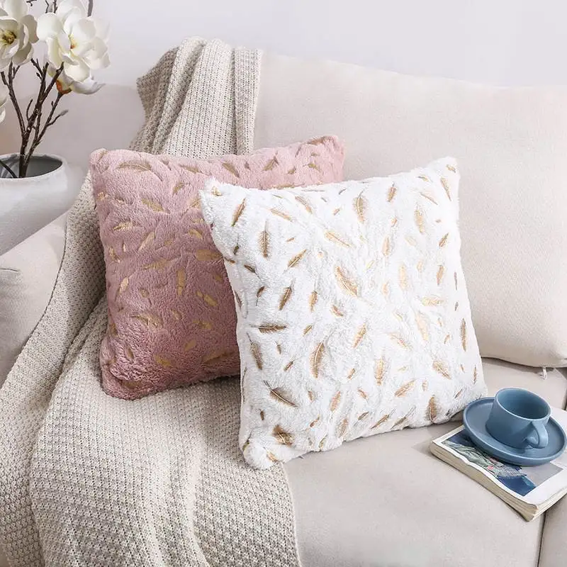 

Double-Sided Feather Gold-Stamped Plu Pillowcase Office Home Sofa Cuion Cover U-aped Heart-aped Non-Waable
