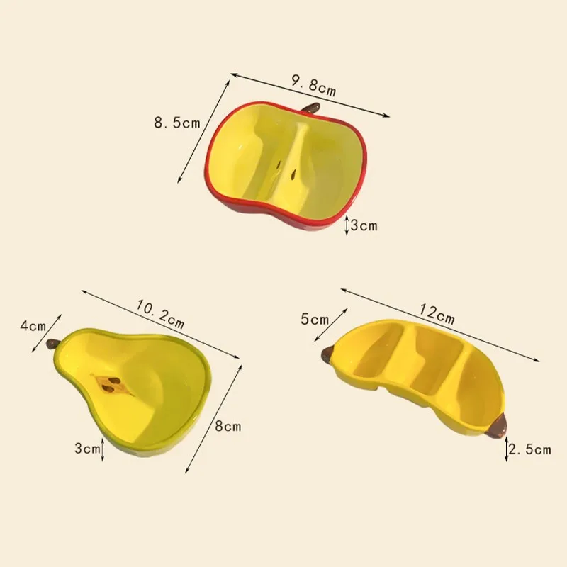 

5x12cm Creative Cute Fruit Ceramic Dish Saucer Seasoning Dinner Plate Kitchen Tableware for Snacks Sauces Household Supplies