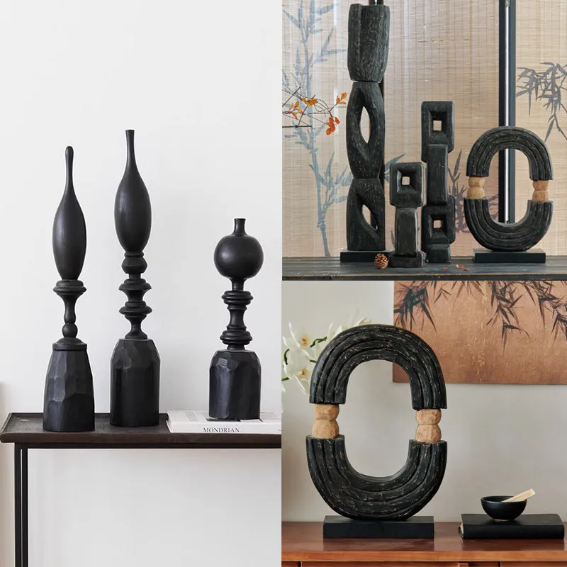 Black mango wood ornaments retro new Chinese wabi-sabi wind porch decoration