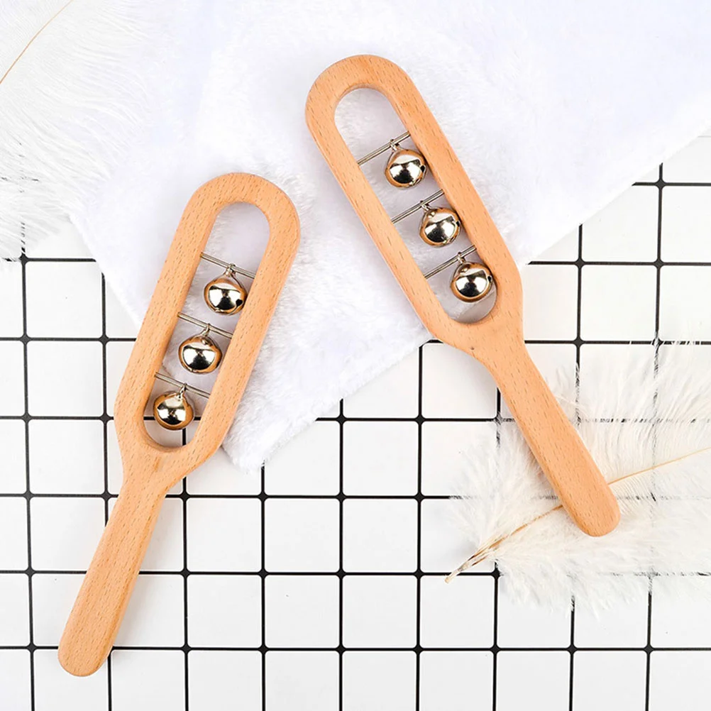 جرس جلجل يدوي خشبي للتعليم المبكر آلة موسيقية لتنسيق العين هدية تصميم إبداعي خفيف الوزن ومتين #3