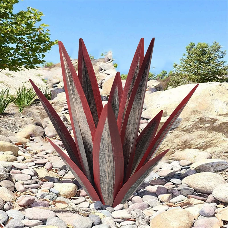 Large Tequila Rustic Sculpture Metal Agave Plants Home Decor Hand Painted Garden Yard Statue Outdoor Lawn Ornaments Yard Stakes