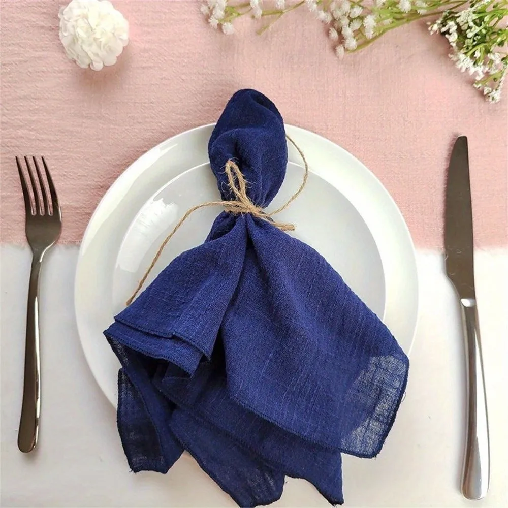 2PCS Modern 42*42 cm Lock Edge Napkins Soft Minimalist Cotton Cloth Napkins Eco-Friendly Handmade Gauze Napkins Formal Dining