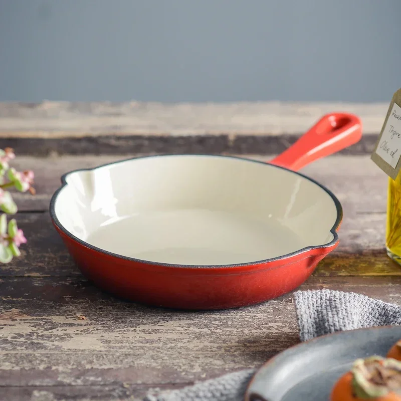 Premium Cast Iron Frying Pan Non-Stick Skillet Enamel Cookware for Induction And Gas Stoves Omelettes Steak