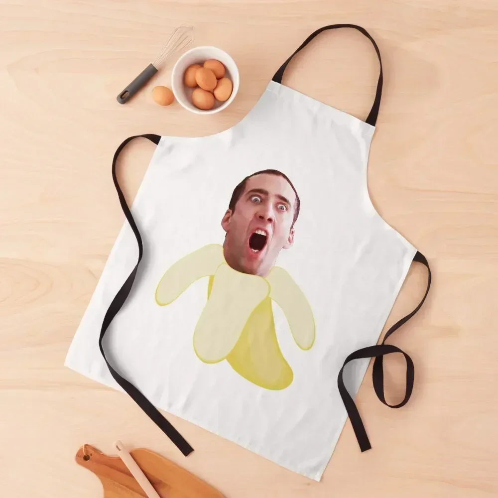 

Nicholas cage banana Apron Things For Kitchen Home Utensils Camping For Men Apron