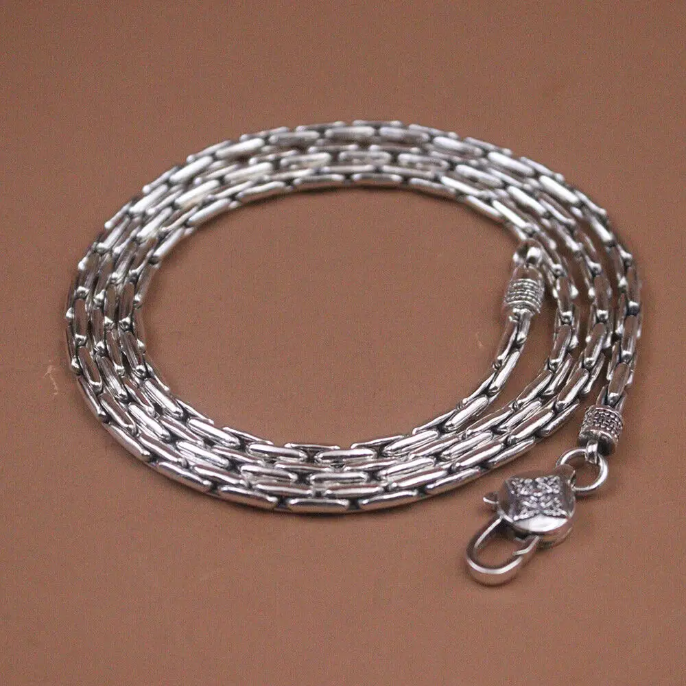 Real 925 Sterling Silver Necklace 3mm Long Cable Link Chain 23.6inch