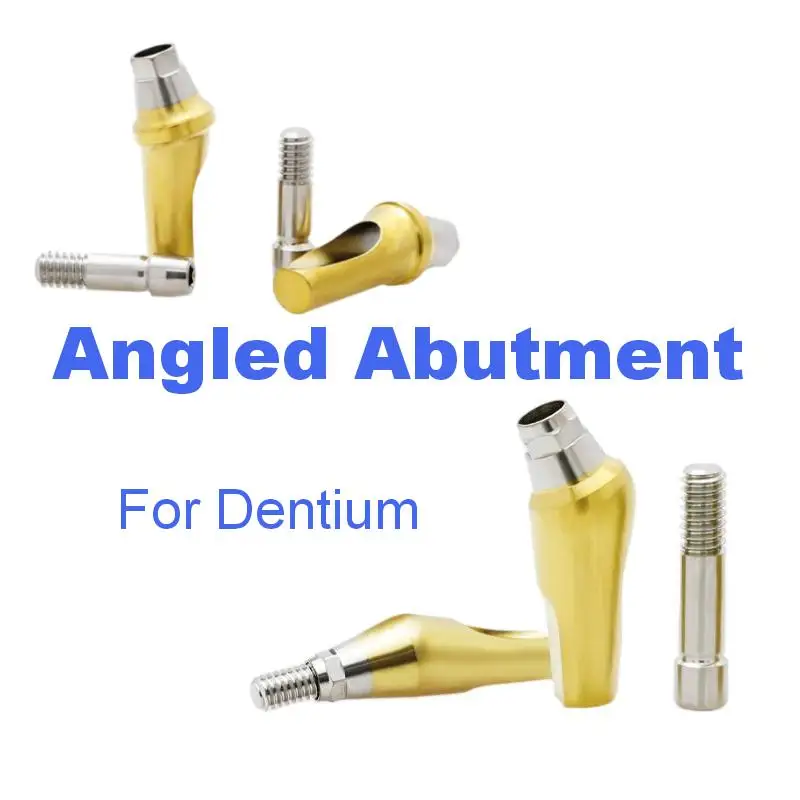Dental Implant Angled Abutment Titanium Gold Hex Connection Compatible With Dentium System Oral Restorative Prosthetics