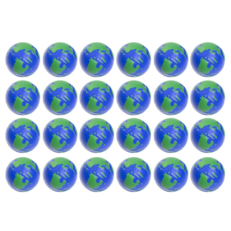 24 Pack Earth Stress Balls ,2.5 Inches Globe Theme Squeeze Balls ,Stress Relief Ball Squeeze Anxiety Fidget Stress Ball