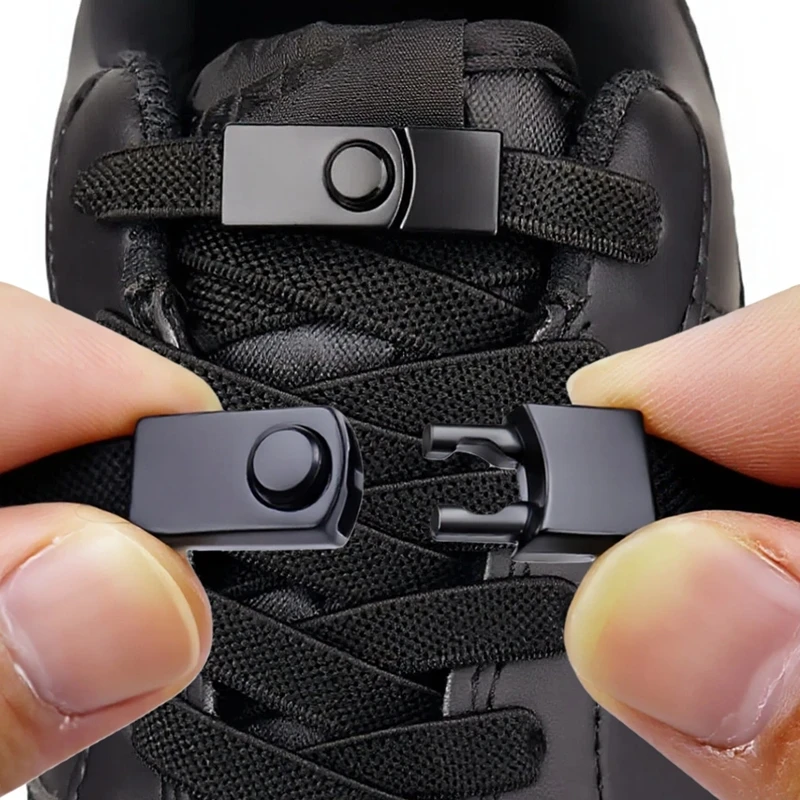 1 Pair No Tie Shoe Laces Press Lock Shoelaces Without Ties Elastic Laces Sneaker Kids Adult Widened Flat Shoelace for Shoes