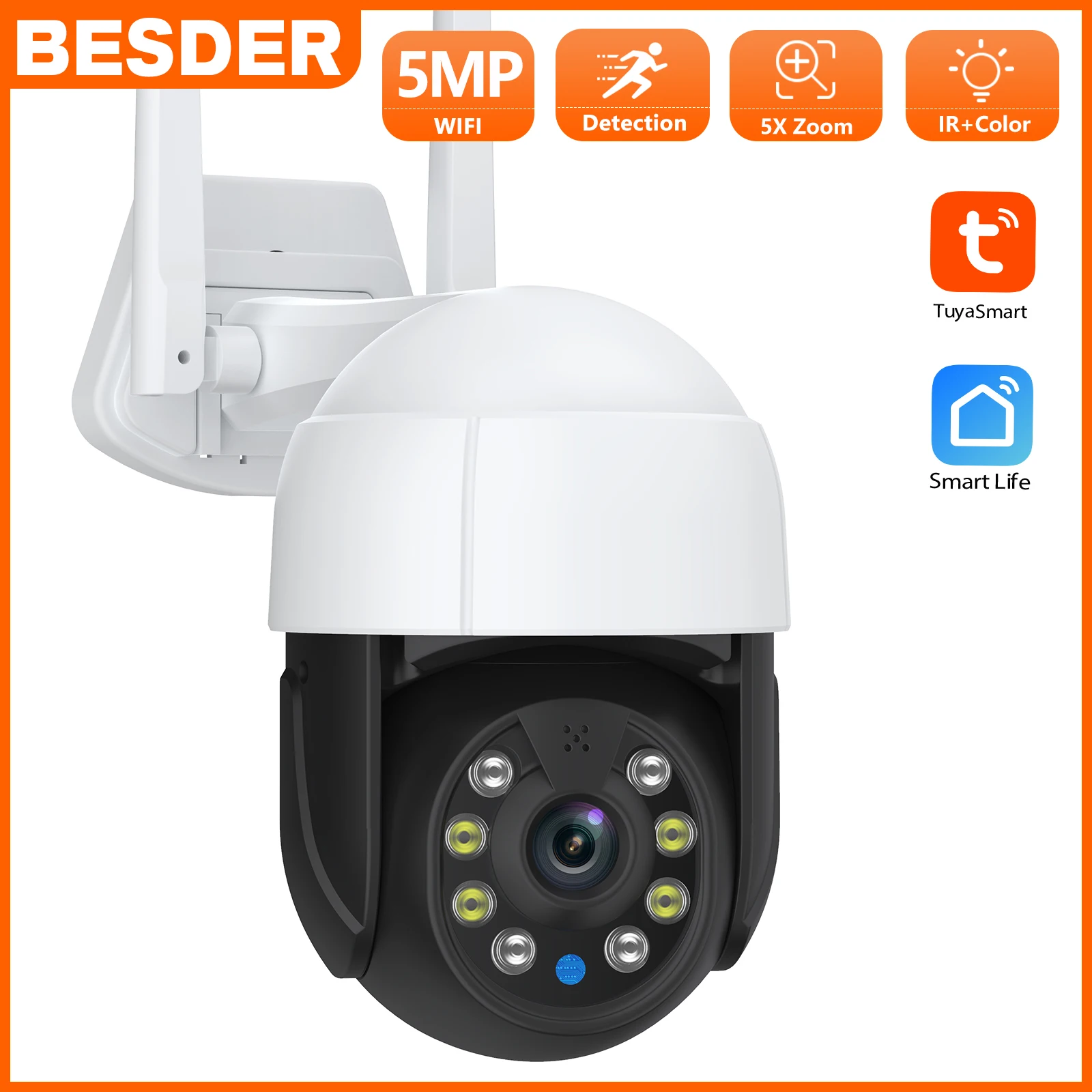 5MP 5X Zoom Tuya IP Camera 3MP WiFi Outdoor Mini Security Protection CCTV Cam 1080P Color Night Vision Smart Home Indoor Monitor