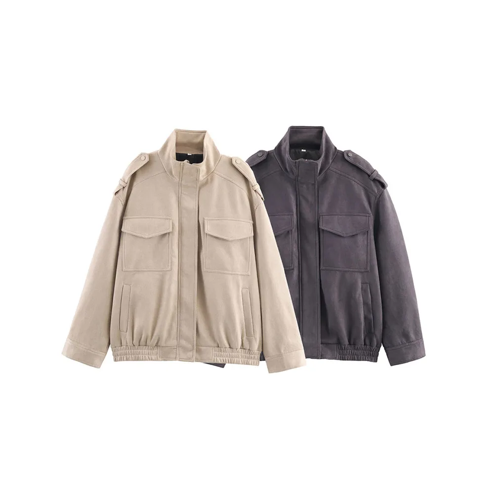 

Осенне-зимняя новая женская одежда, модная темпераментная универсальная двухцветная замшевая свободная куртка, куртка