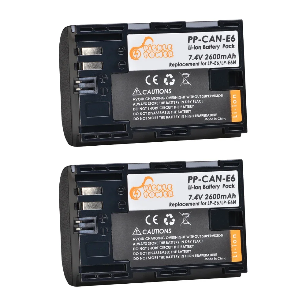 Batería de LP-E6 de 2600mAh, cargador Dual LED USB con puerto tipo C para Canon EOS 5D Mark II III IV 5DS 5DS R 6D 60D Mark II