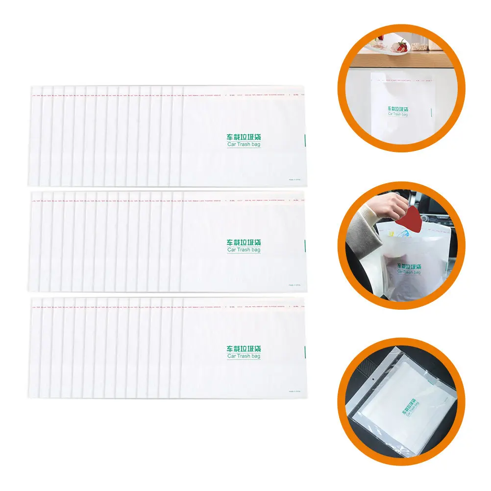 60pcs Self Adhesive Car Trash Disposable Stick-On Pouches Large Capacity Garbage Plastic Bags For Travel Taxis Road Trips
