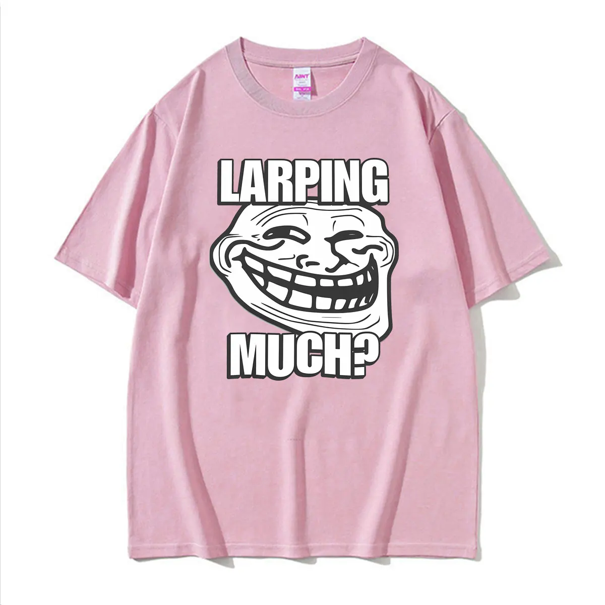 Larping Much？Brainrot Meme Funny Trollface Graphic T-shirt Men Women Humor Classic T Shirts Oversized Casual Pure Cotton T Shirt view 4