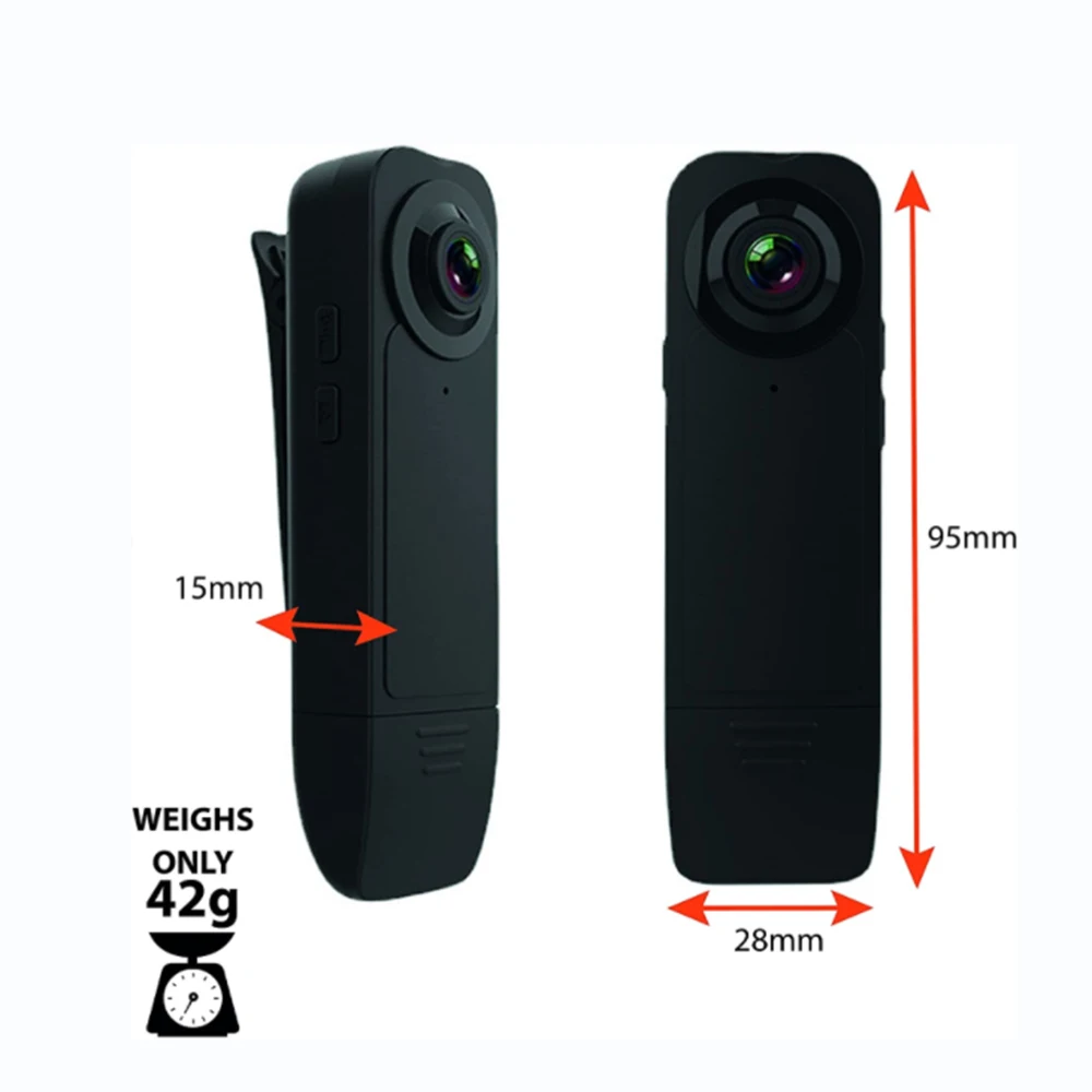 1080P Mini Body Camera with Audio Clip-on Video Recorder Wide Angle Video Camera Built-in Battery Night Vision Motion Detection