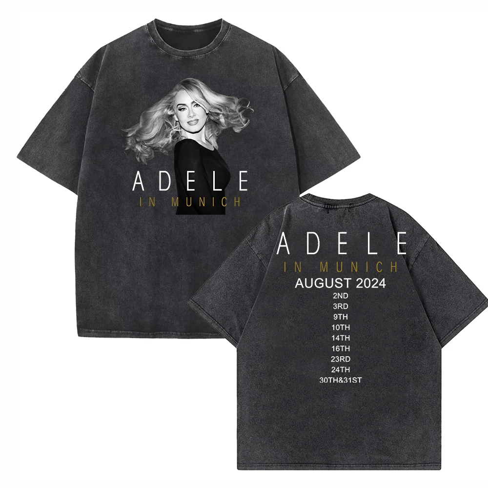 Adele In Munich Tour 2024 August Shirts Vintage Harajuku Summer Unisex O-Neck Short Sleeve Cotton T-Shirts