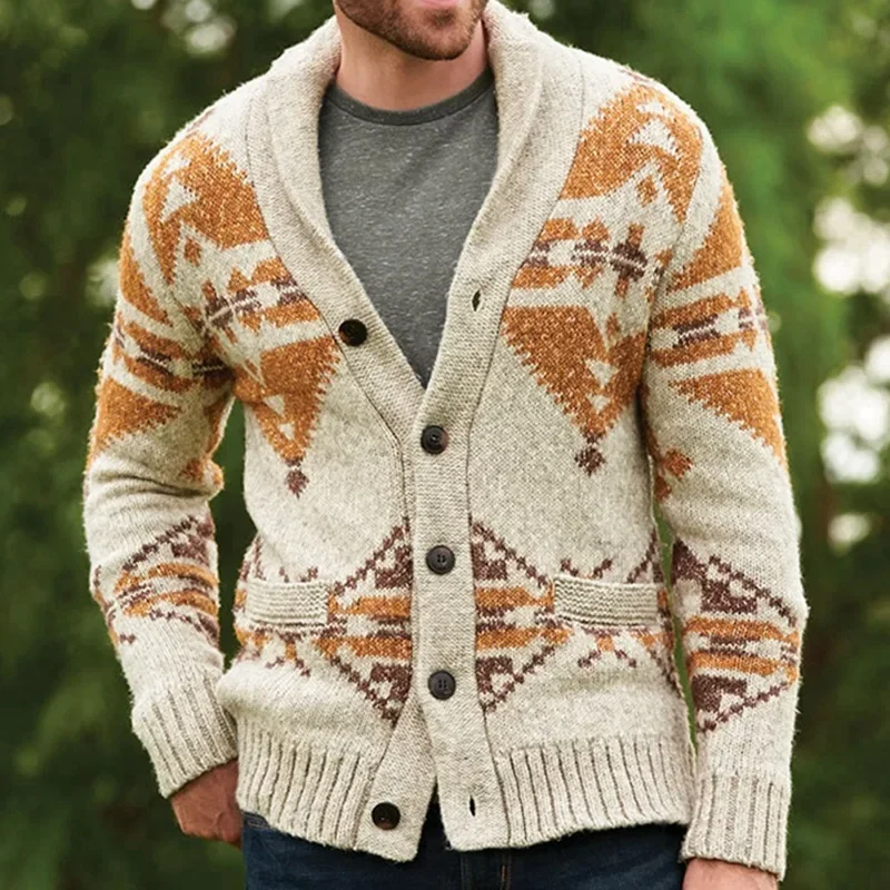 Pop New Men's Long-sleeved Knitted Sweaters With European And American Jacquard Patterns For Outerwear In Autumn And Winter S-4X