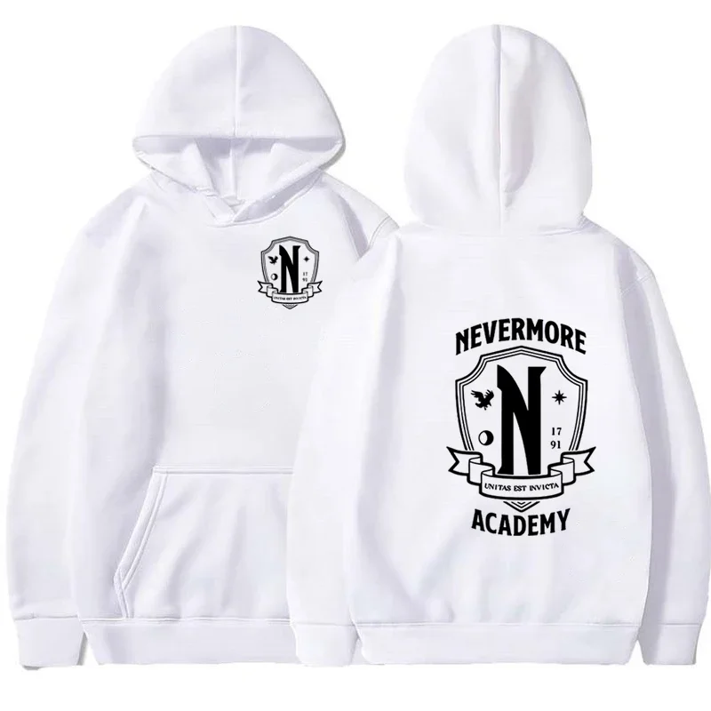 Nevermore Academy Hoodie Trendy Retro Text Pattern Sweatshirts Women's Men's Clothing Tv Drama Streetwear