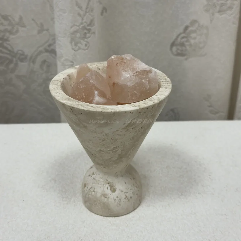

Designer French Wabi Sabi Natural Travertine Aroma Burner Palo Santo Holder Diffuser Ornament for Home & Showroom