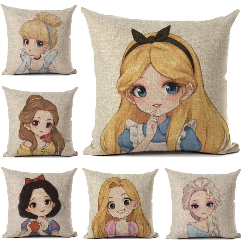 

Fairy Tale Princess Cushion Cover Cartoon Cute Girls Printed Living Room Sofa Decor Throw Pillows Home Decoration Pillowcase