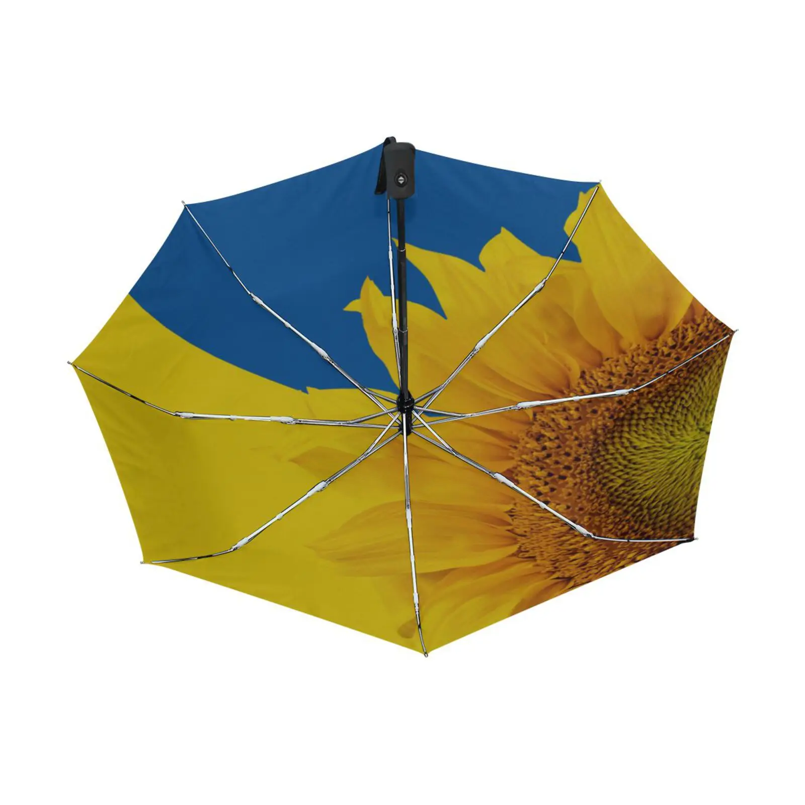 Sunflower Print Full Automatic Three Folding Umbrella Rain Women Sun Protection Portable Travel Umbrella Male Parasol Parapluie