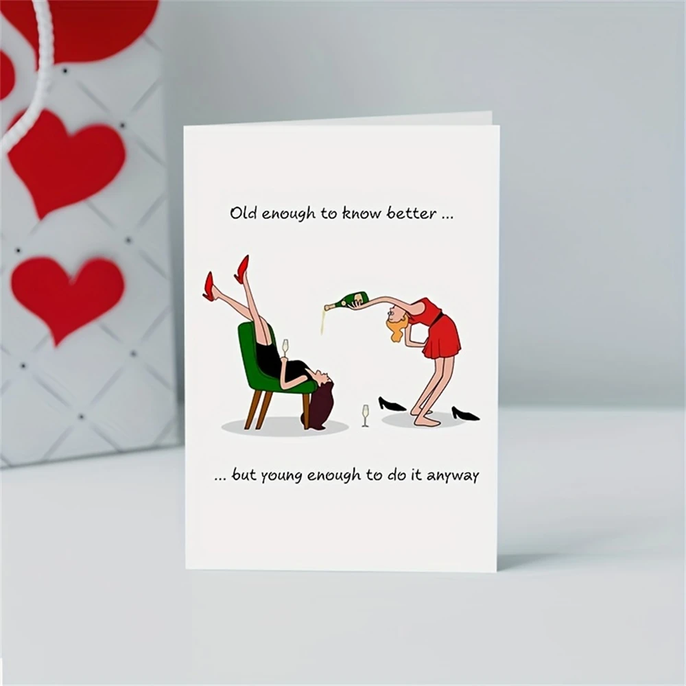 1pc,Funny Birthday Card Friendship Female Girl Friend Mum Humorous Party Cheeky BFF,for adult, with Envelope