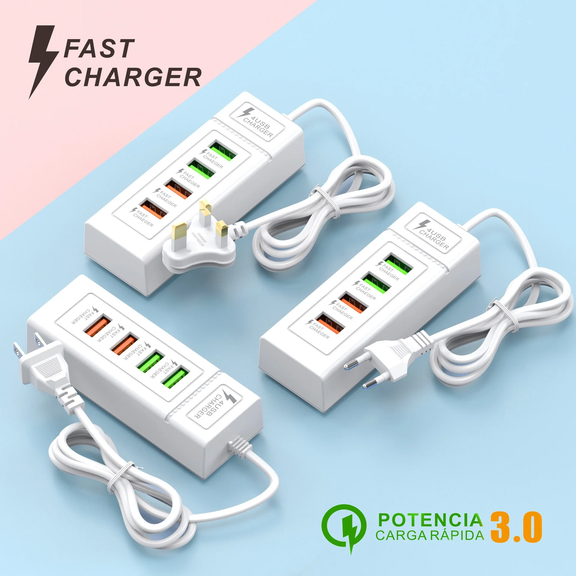 USB C Charger Power Strip Multi Ports Fast Charging Power Adapter Quick Charge 3.0 PD Type C Wall Charger Socket EU/US/UK Plug
