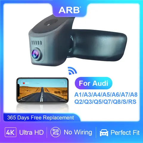 아우디 A3 Q5 A4 Q3 A6 Q7 A1 Q2 A5 Q8 A8 TT RS S 2019-2026용 ARB 4K 블랙박스, 고화질 대시보드 카메라 DVR