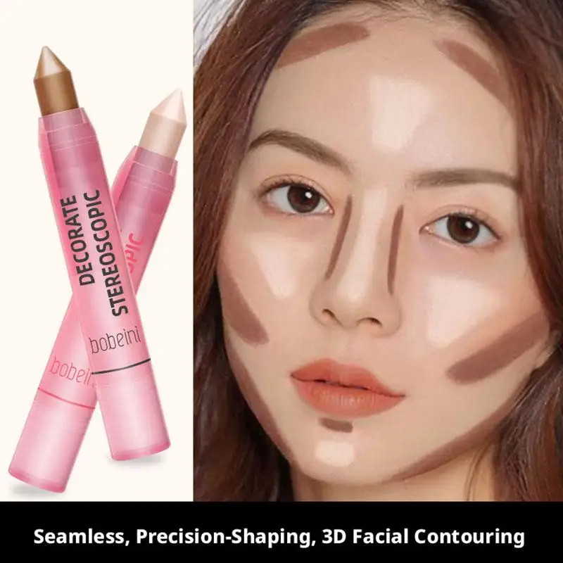 Cream Contour Stick Porcelain White Highlighter Pen Smooth Easy-to-Blend Face Sculpting Contouring Concealer Stick
