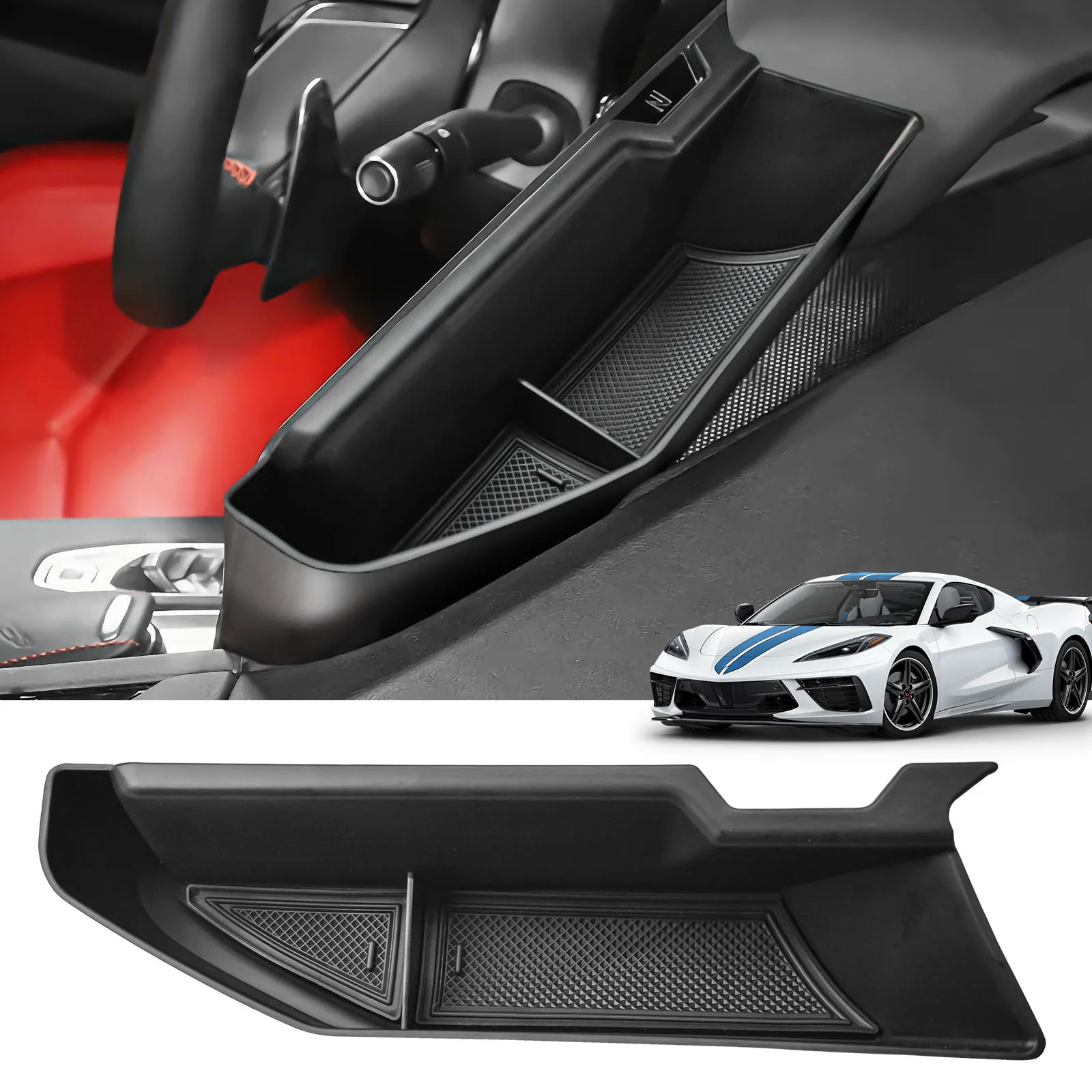 

For Chevy Corvette C8 2020-2025 Center Console Dashboard Box Navigation Screen Rear Storage Tray Organizer Behind Screen Car Box